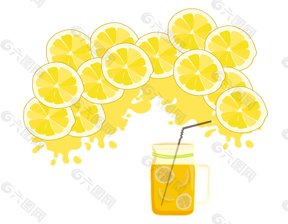 卡通柠檬饮料与柠檬矢量图