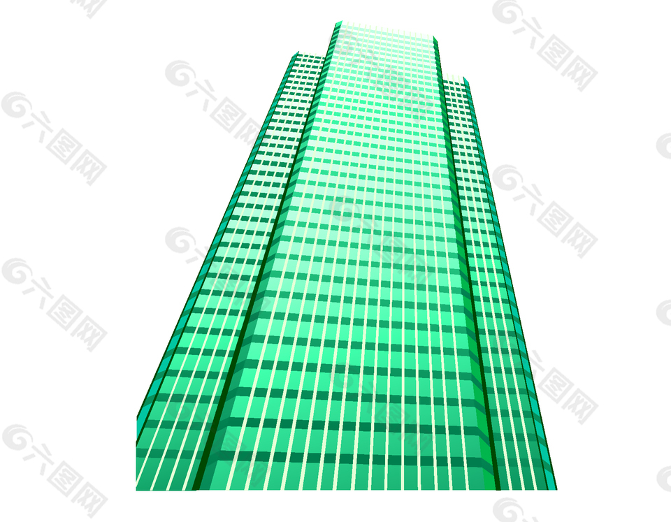绿色漂亮的办公大楼矢量图