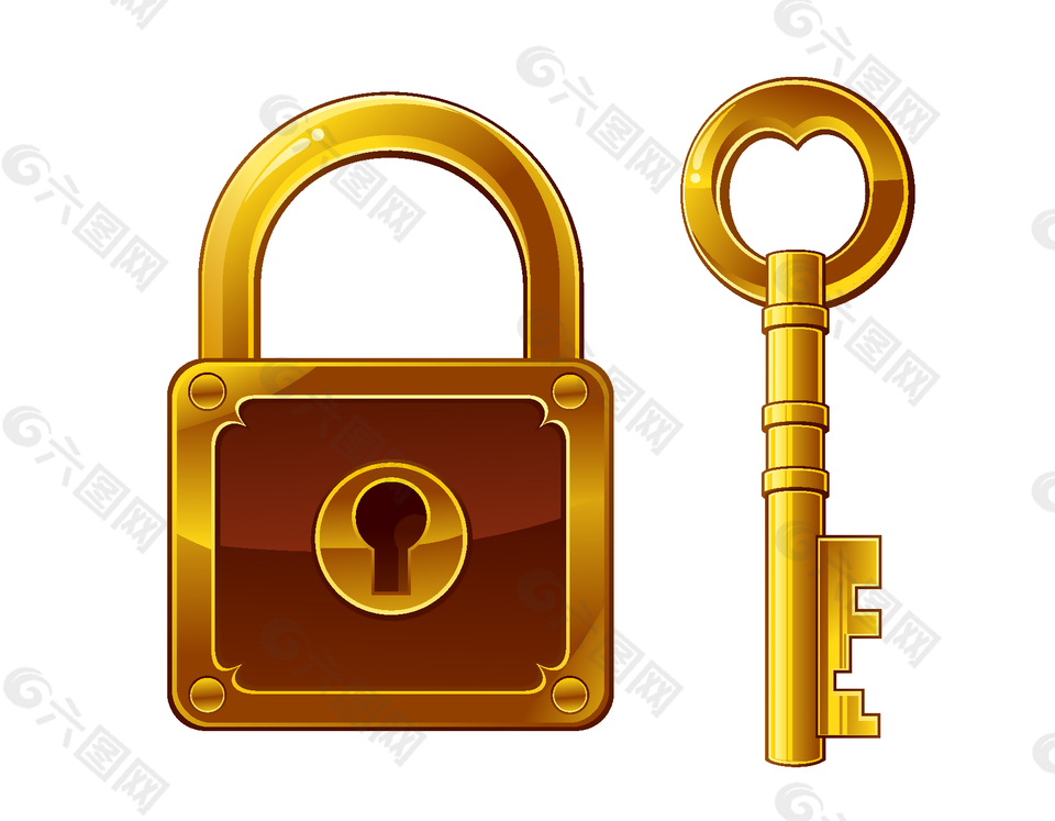 卡通动漫钥匙与锁矢量图