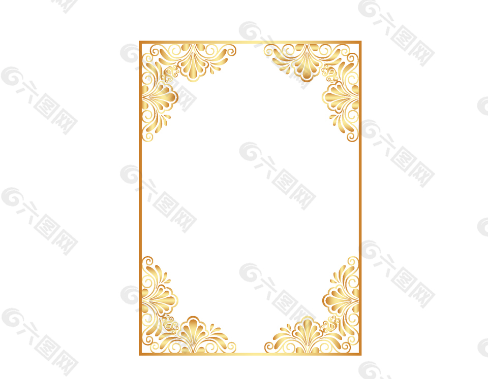 矢量图金色花边相框设计元素素材免费下载 图片编号 六图网