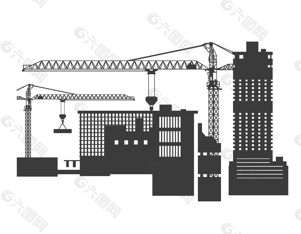 正在施工的楼房矢量元素