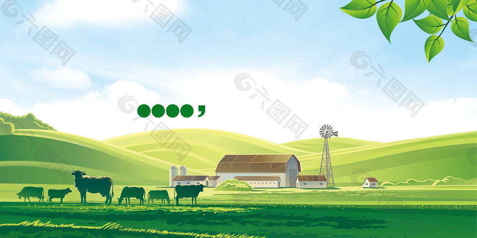 简约手绘草原动物农场广告背景
