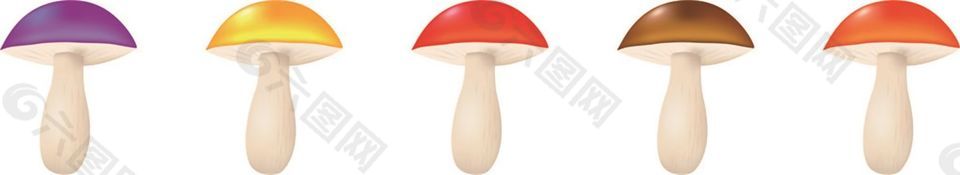 七彩蘑菇矢量素材