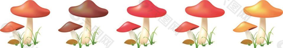 彩色蘑菇屋矢量素材