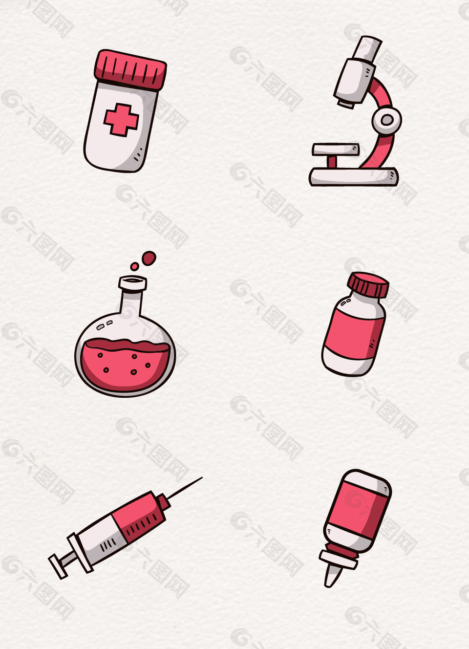 红色手绘矢量医疗设备素材