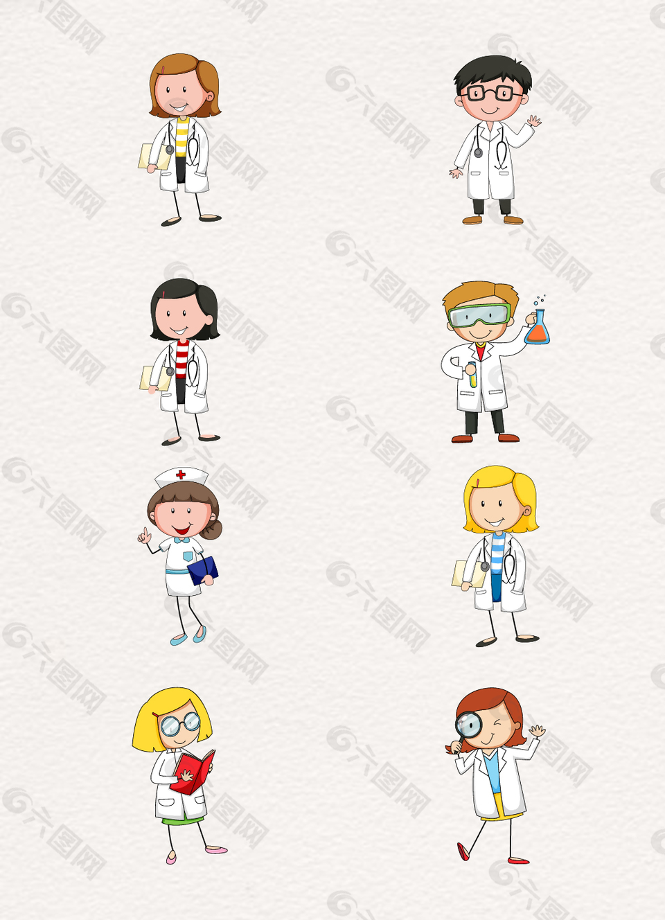 8款卡通可爱医生人物设计