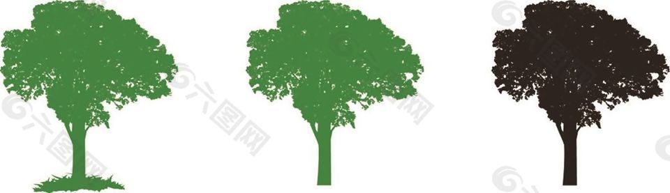 绿色简笔画树木矢量素材
