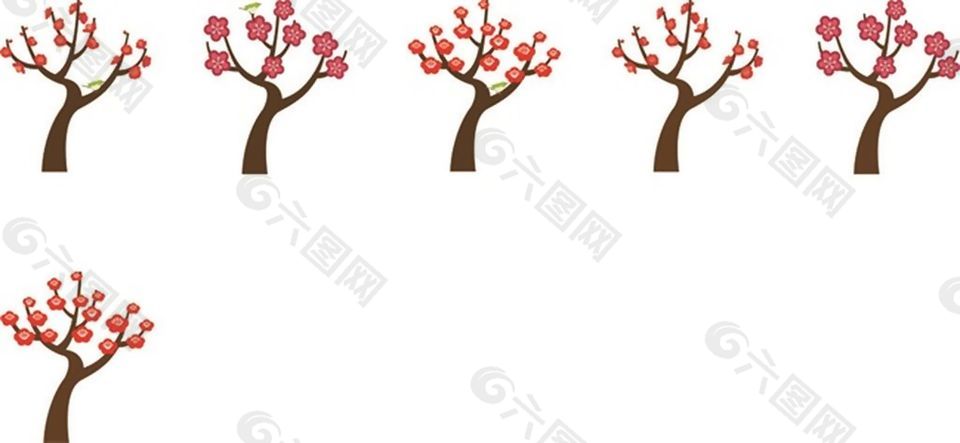 粉红梅花树矢量素材