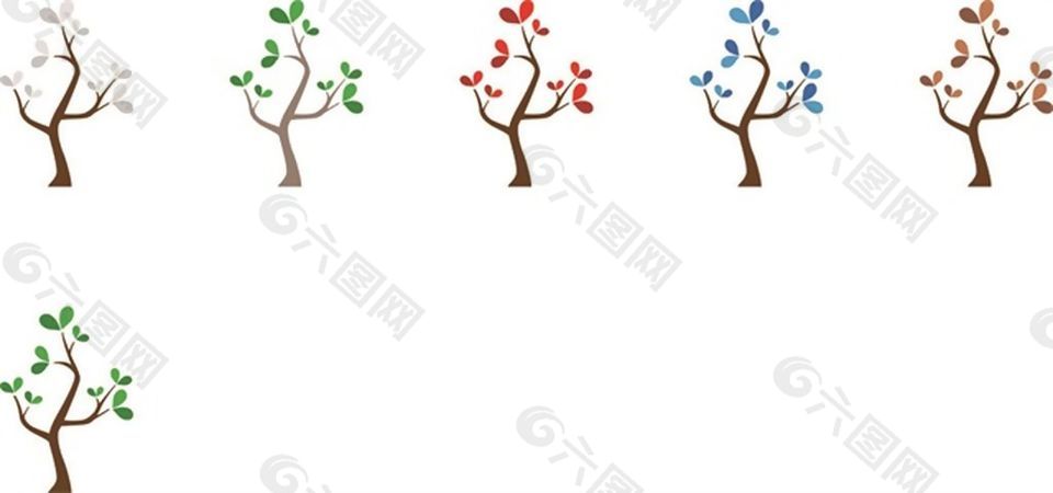 彩色简笔画花树矢量素材设计元素素材免费下载(图片编号:9287849)-六图网
