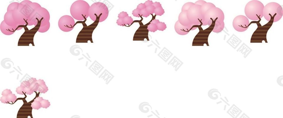 粉色简笔樱花树矢量素材