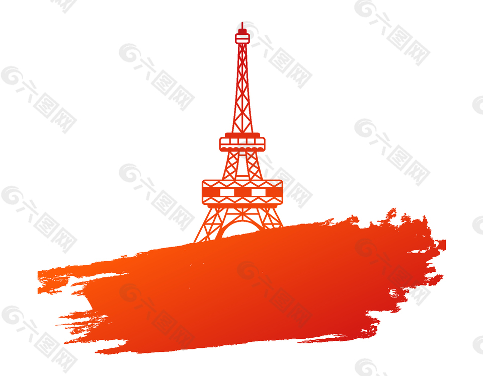 手绘法国巴黎铁塔矢量元素