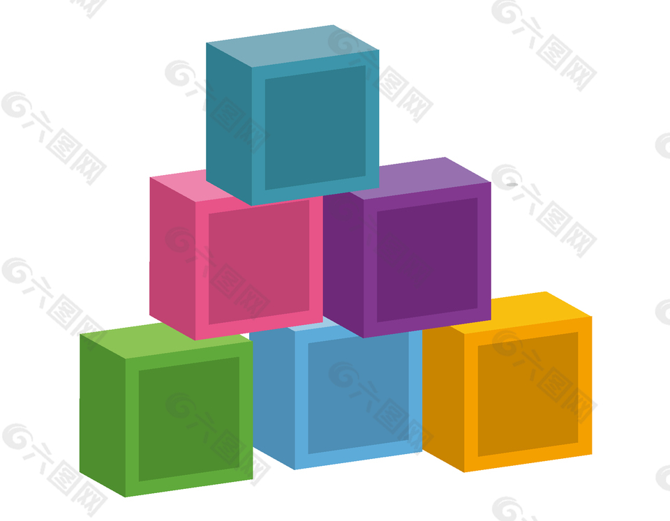 彩色立体堆叠的方块矢量图