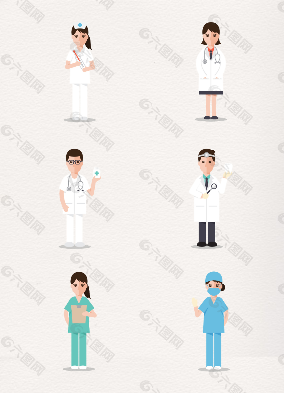 卡通医生和护士矢量人物设计