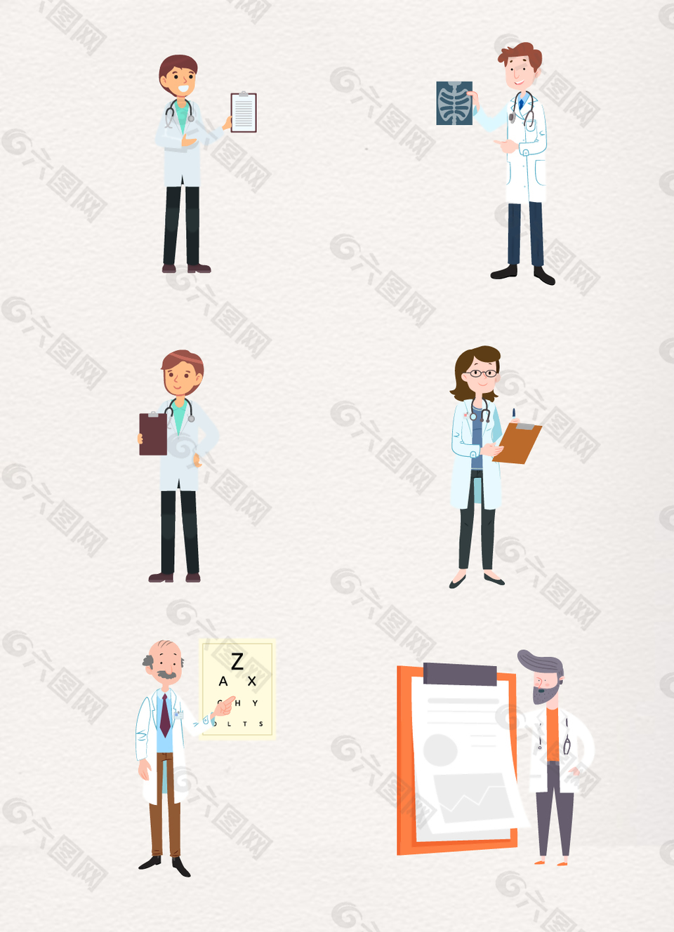 卡通矢量医生人物设计元素