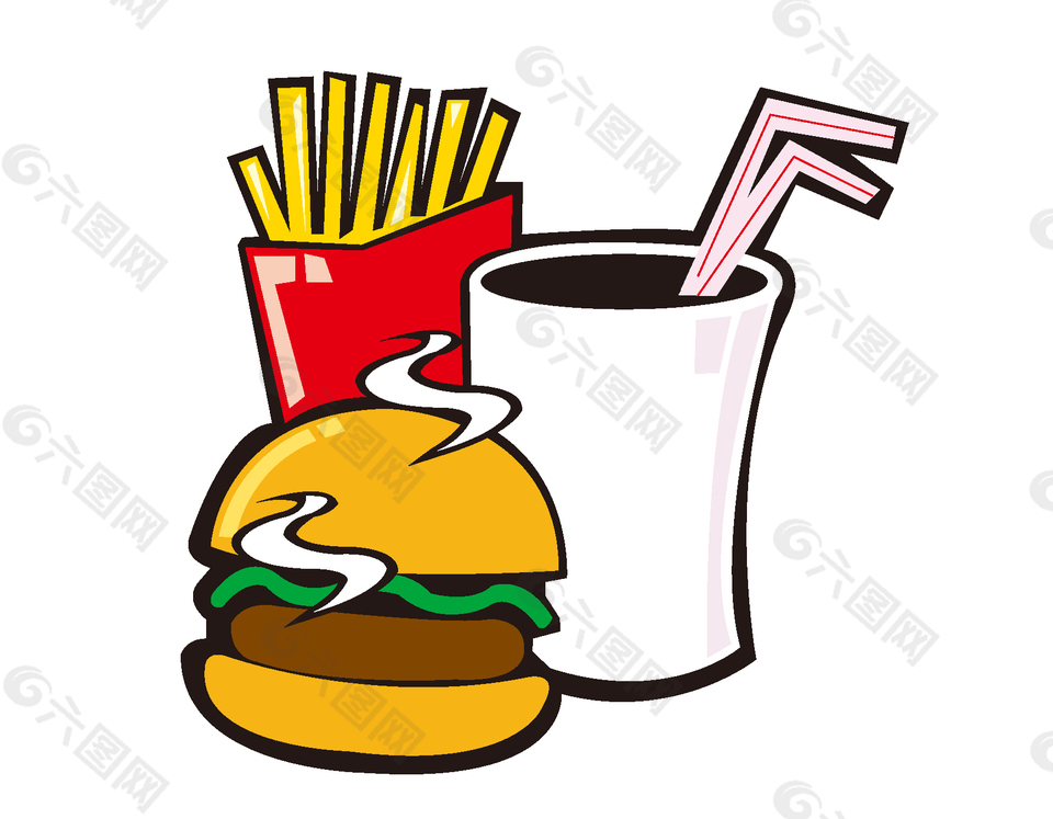 卡通手绘快餐汉堡矢量元素