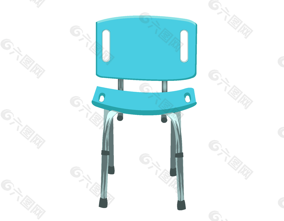 蓝色学生椅子矢量素材