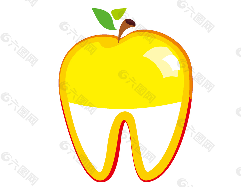 创意牙齿苹果矢量素材