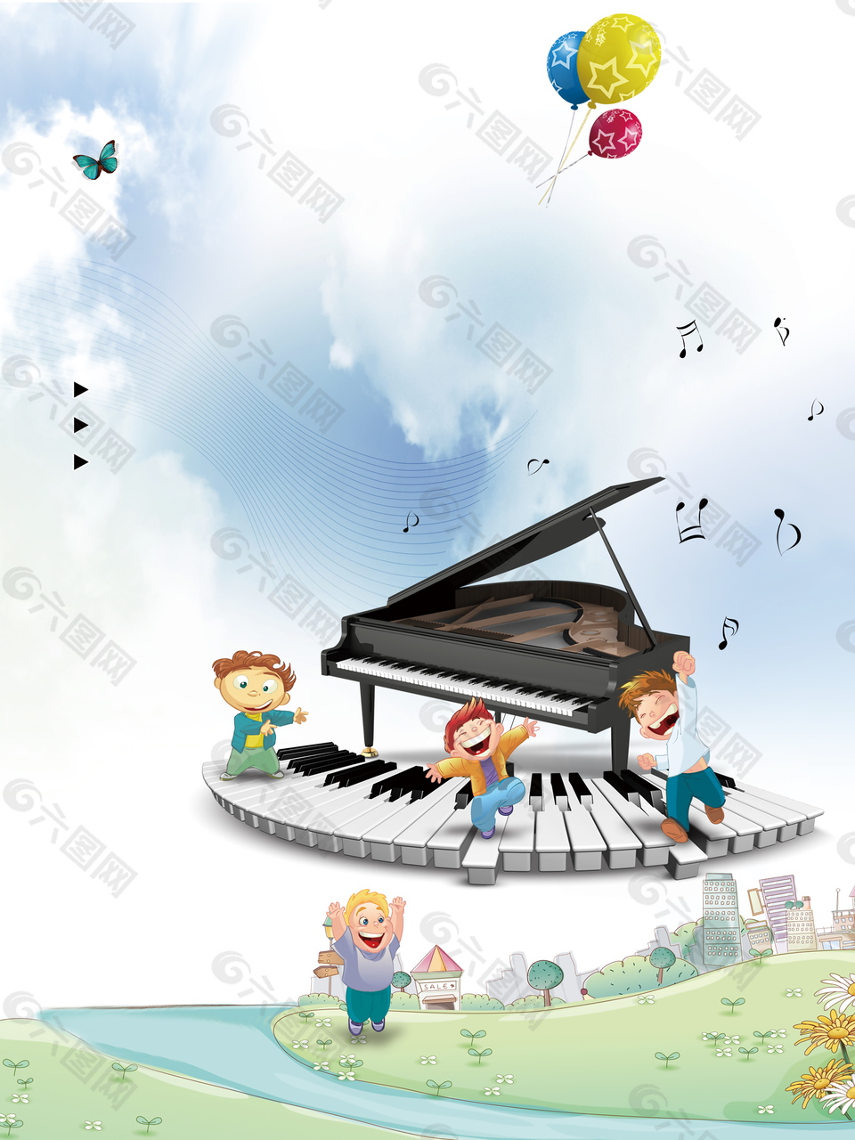 钢琴教学培训宣传单背景素材