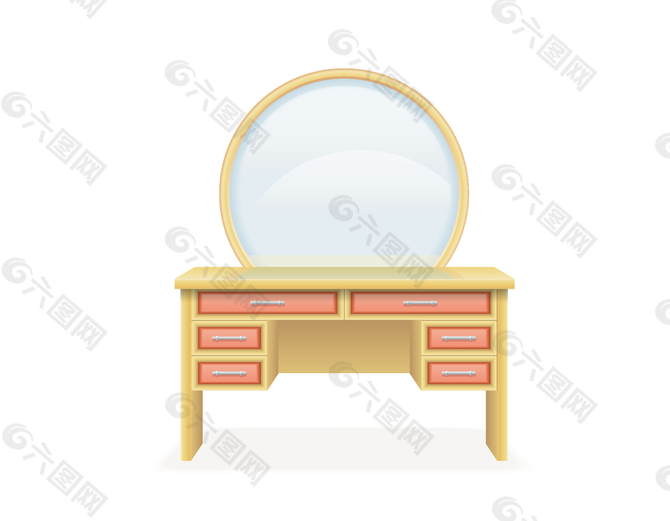卡通梳妆台镜子矢量元素