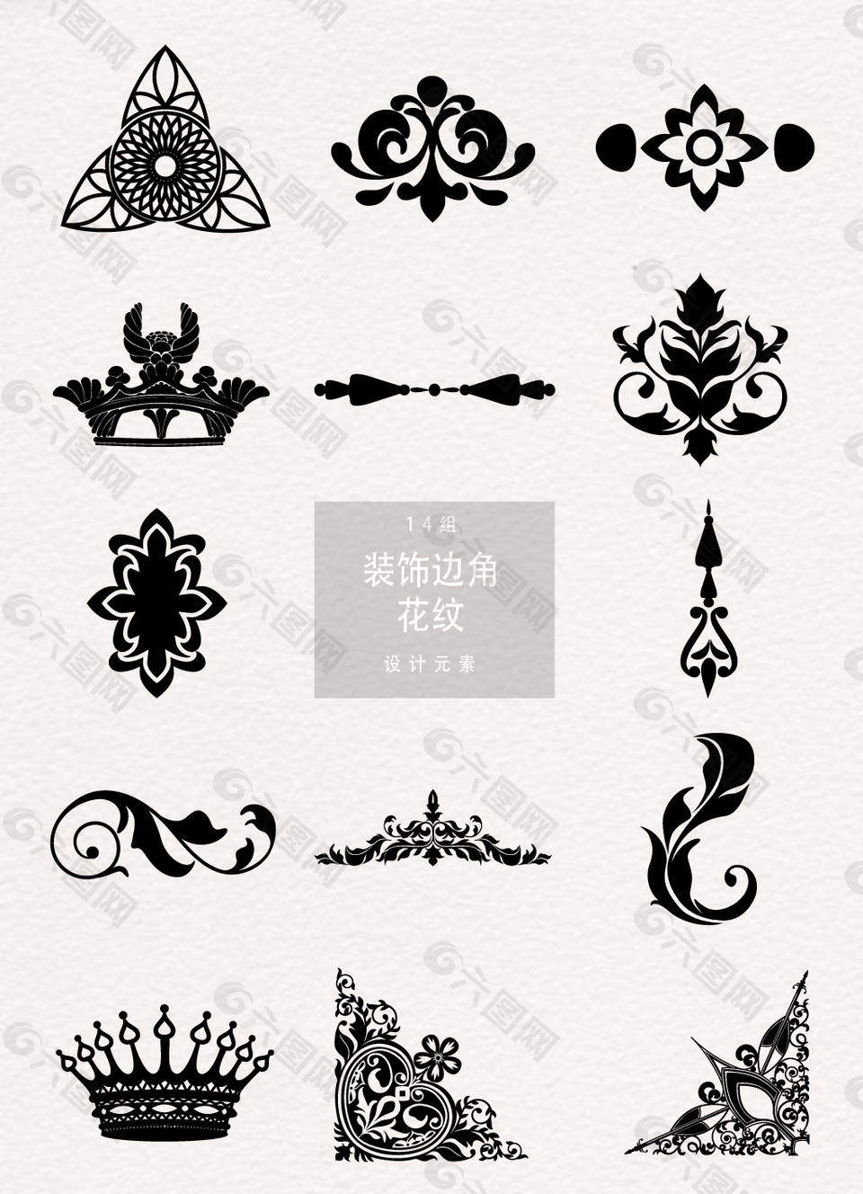 欧式装饰边角花纹设计