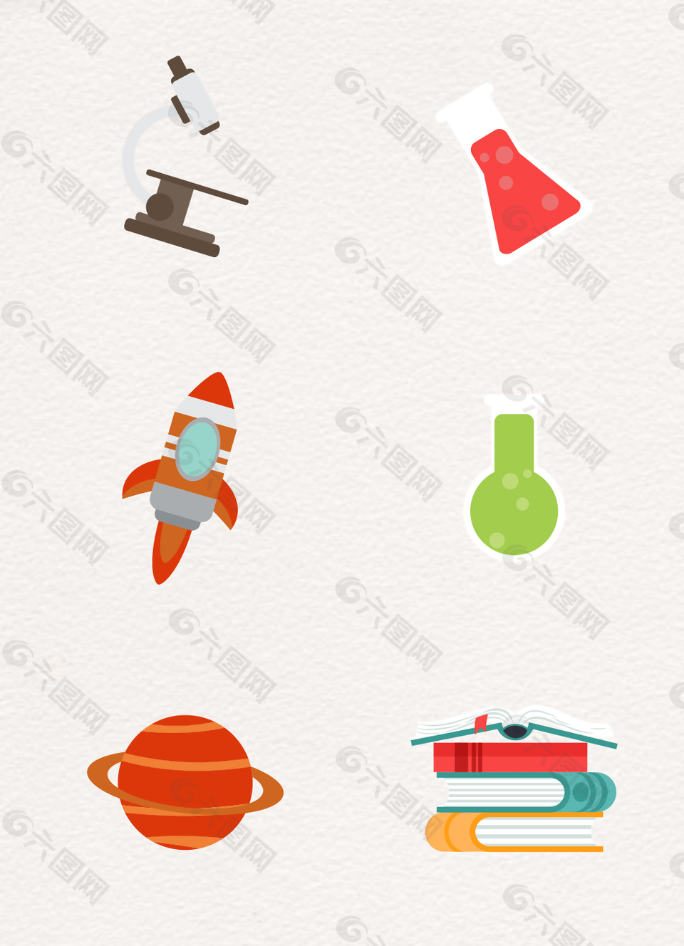 彩色扁平化科学学习元素设计