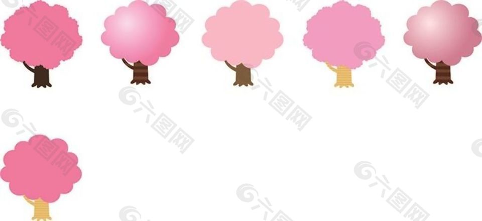 粉色花形树木矢量素材
