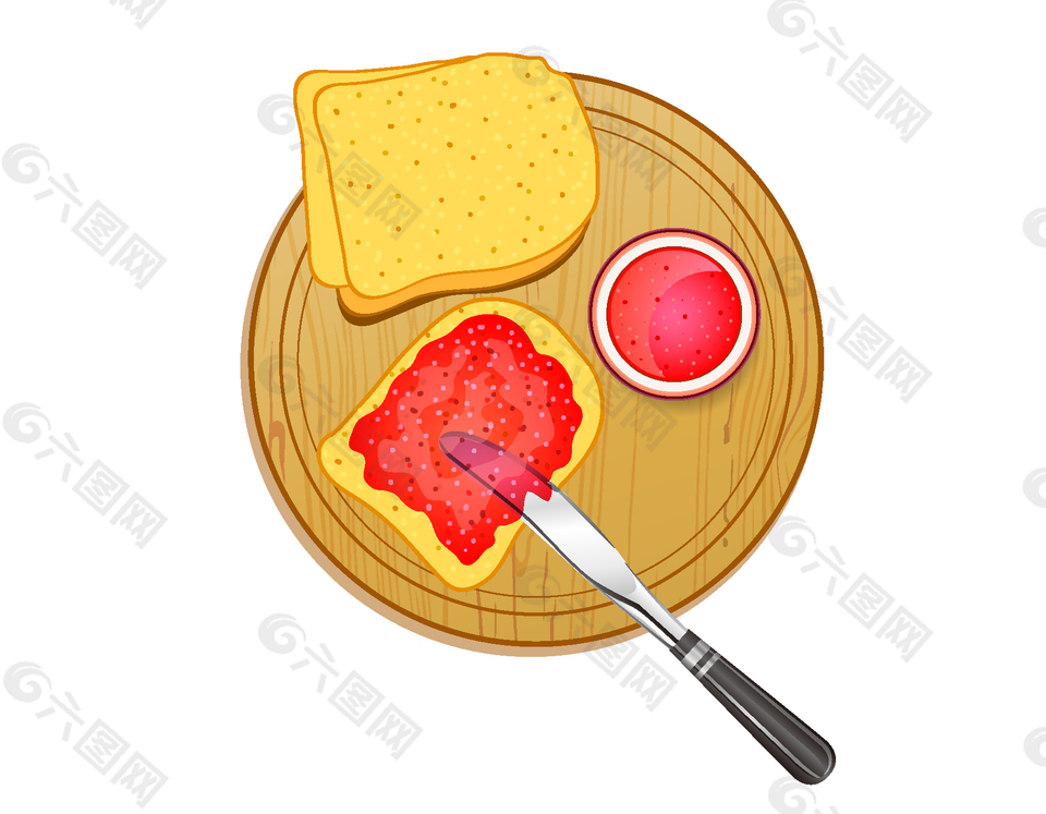 卡通美味面包蘸酱早餐矢量元素