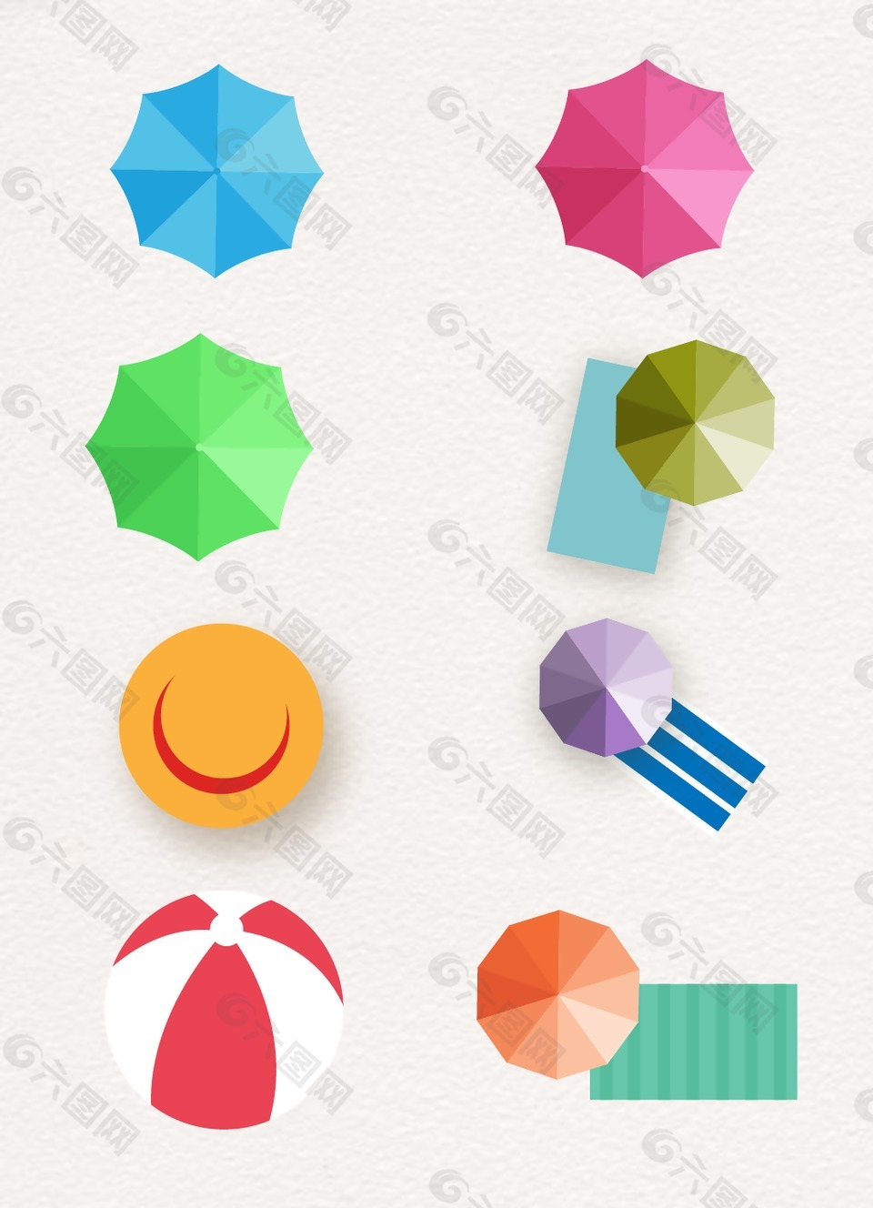 彩色海滩遮阳伞