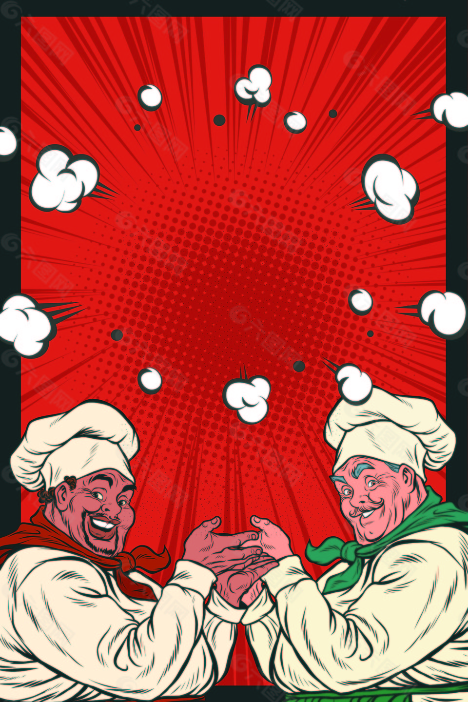 卡通手绘厨师海报背景