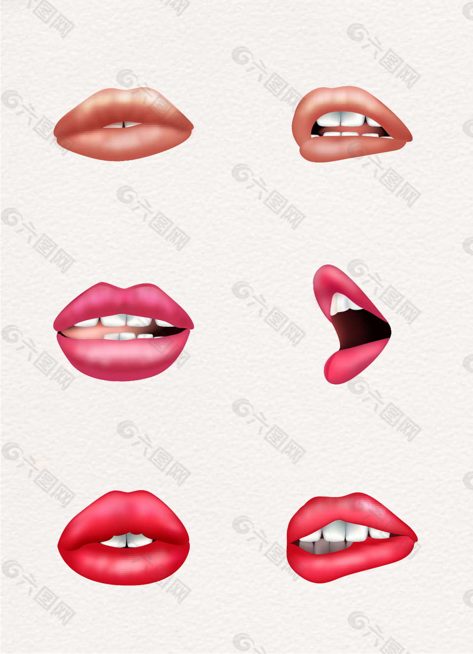 一组女性卡通嘴唇矢量素材