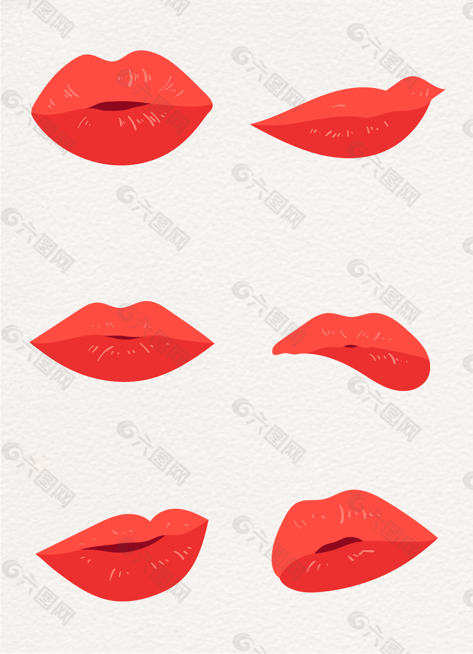 红色鲜艳女性嘴唇装饰元素
