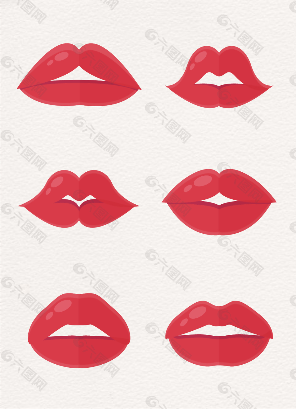 6款手绘女性嘴唇装饰图案