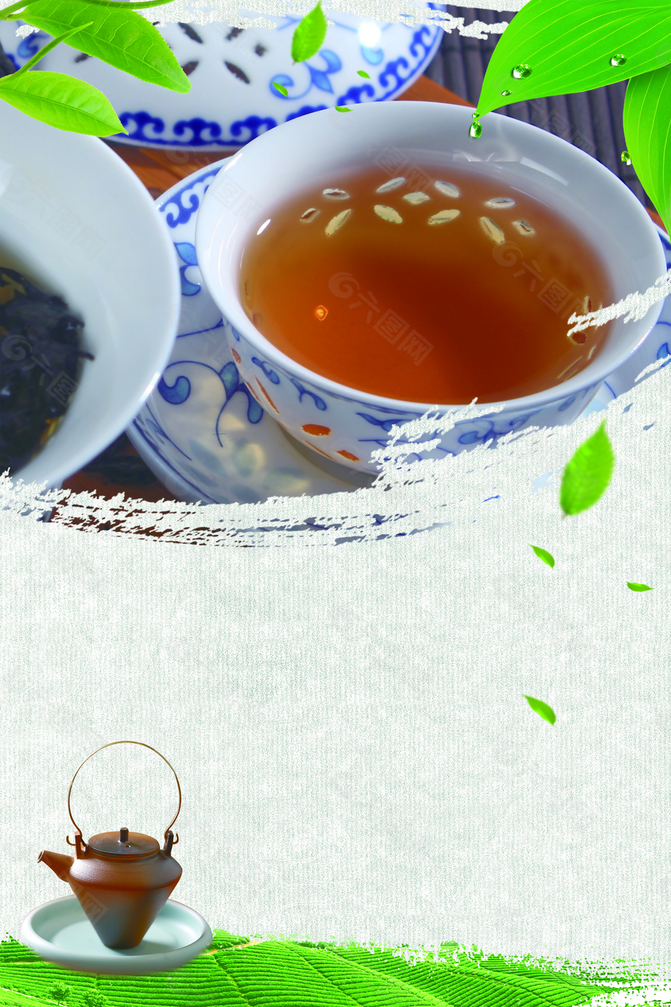 凉茶餐饮美食系列海报背景