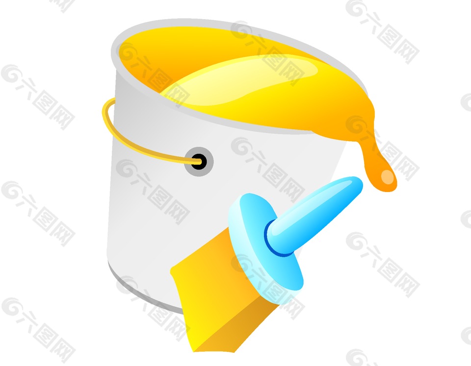 卡通黄色油漆刷子元素