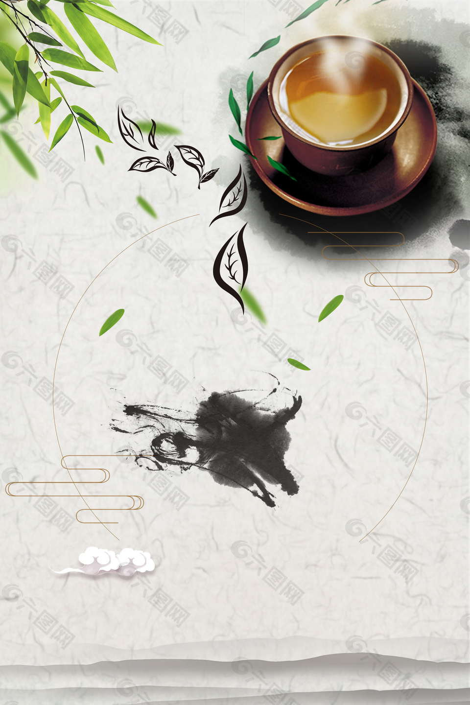 中国风茶之道海报背景素材