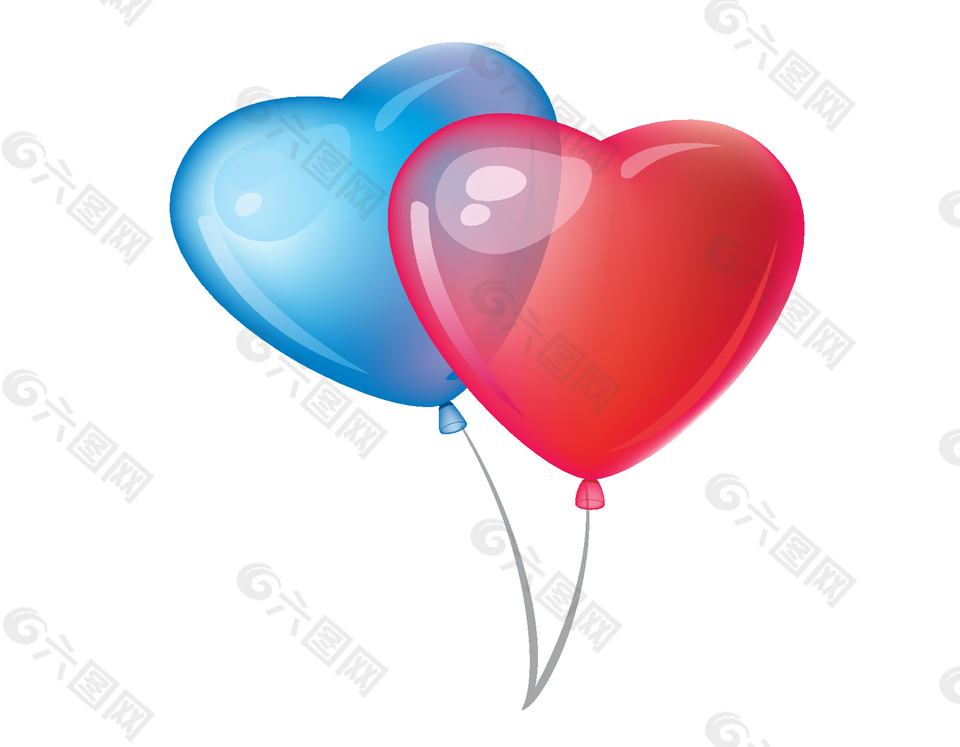 卡通浪漫透明心形气球元素