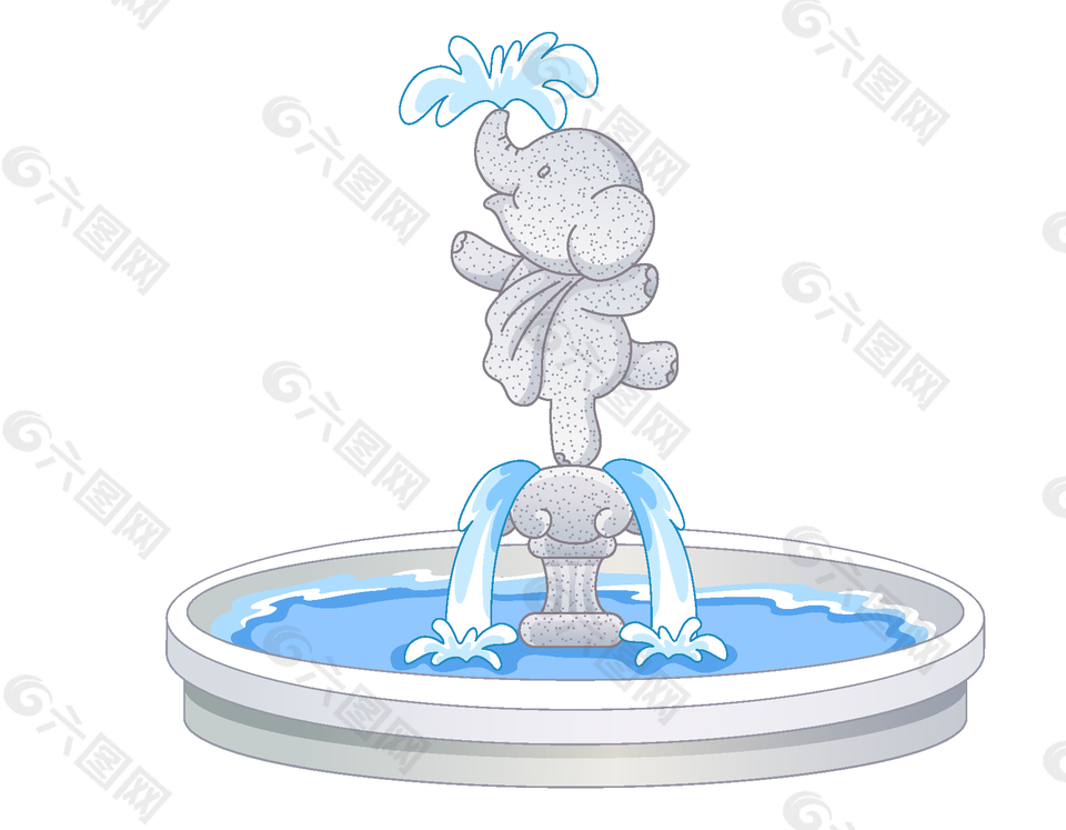 卡通大象喷泉元素
