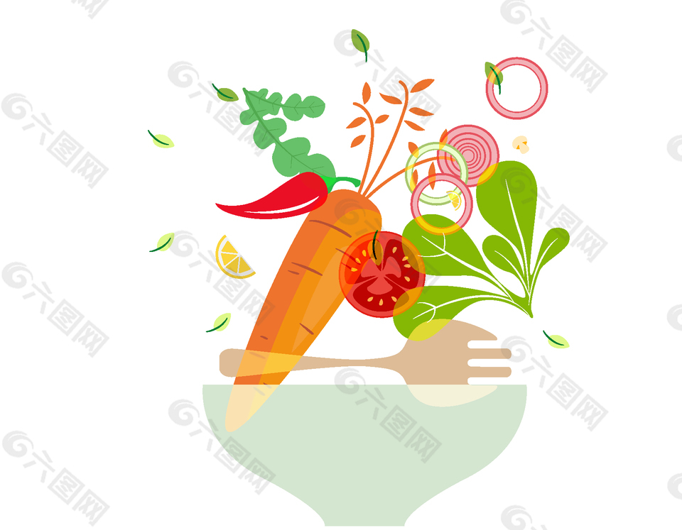 扁平化营养新鲜的蔬菜矢量图