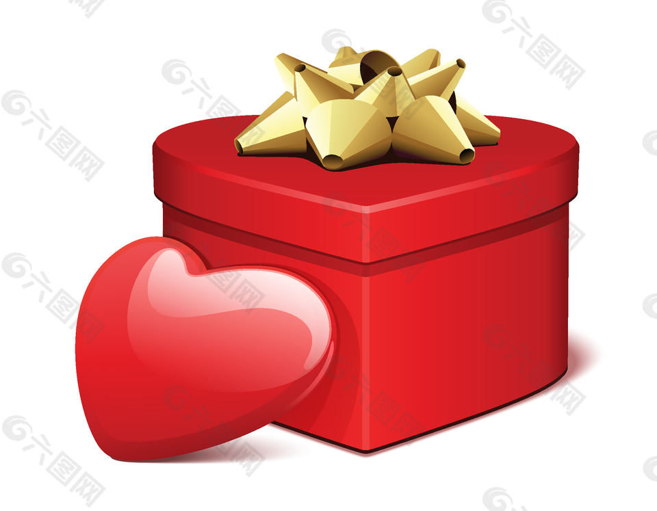 红色爱心与礼品盒矢量素材