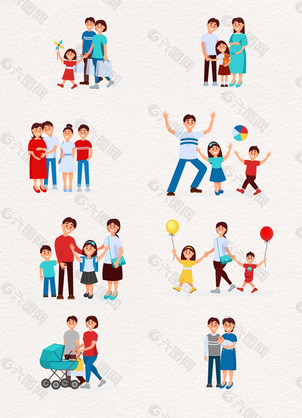 家庭人物卡通设计