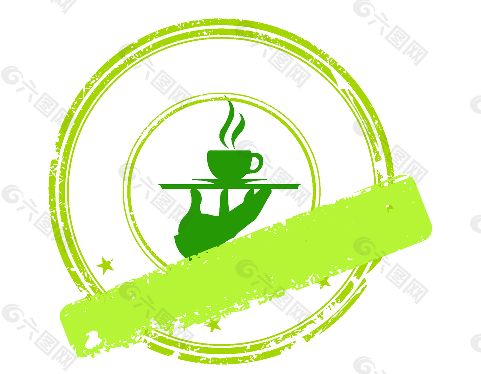卡通绿色咖啡杯图标矢量元素