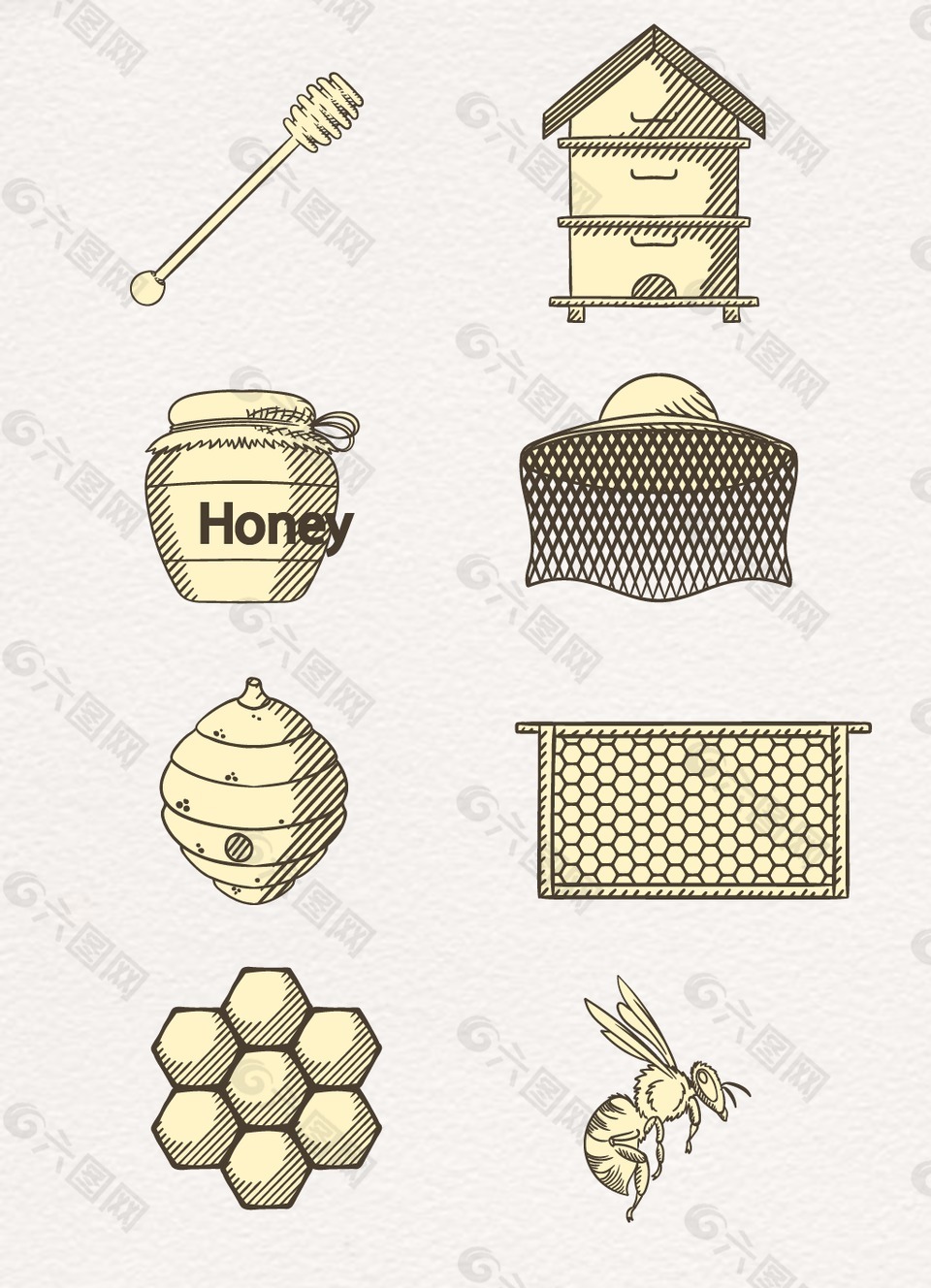 手绘设计蜜蜂图标