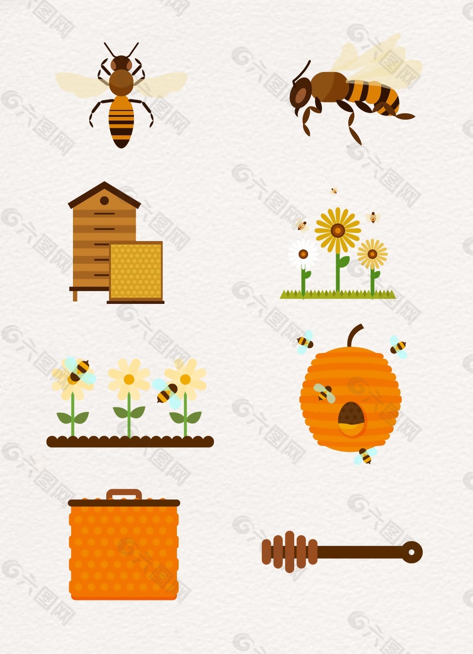 花朵蜜蜂设计图案