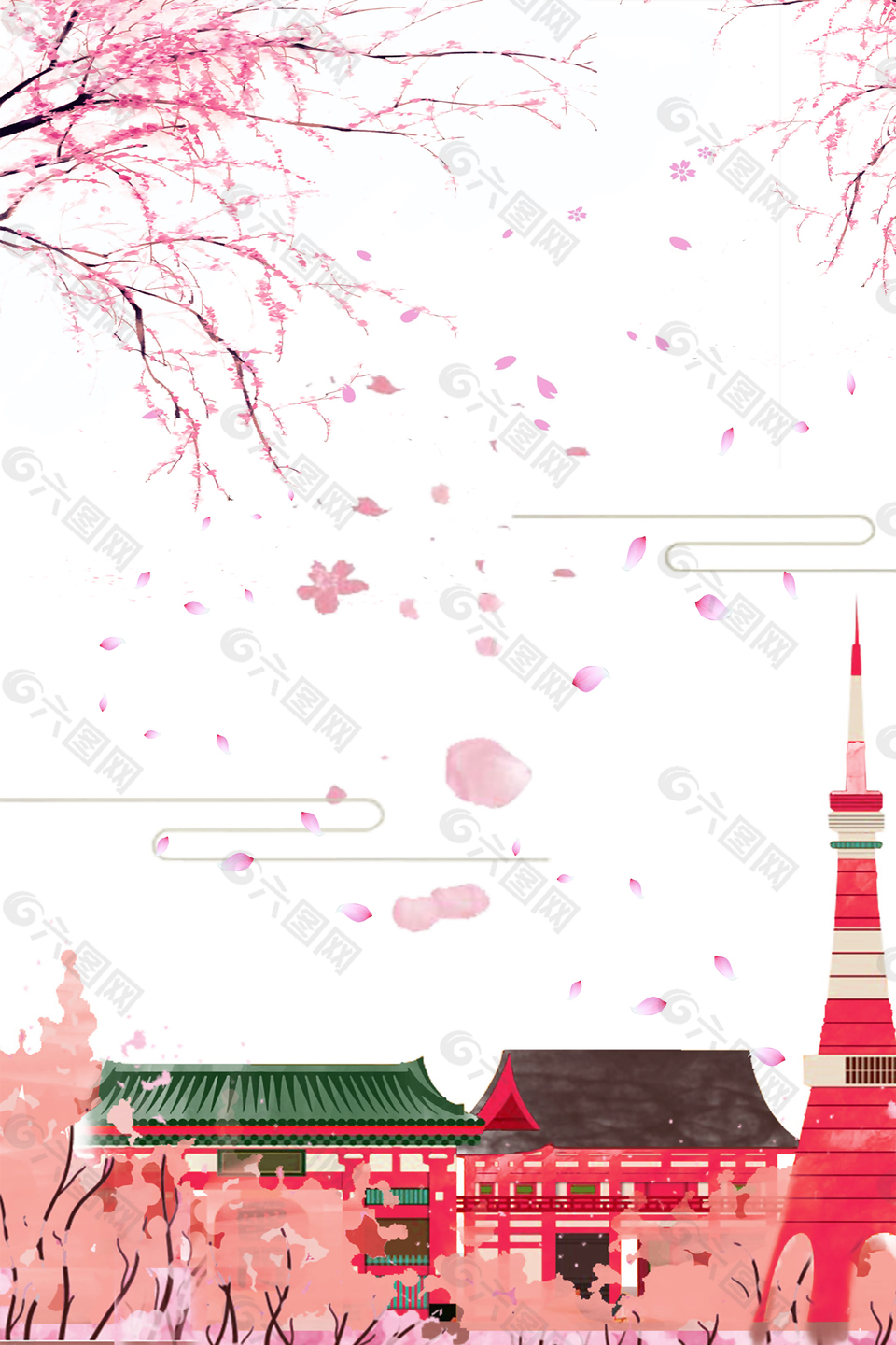 唯美樱花节日本旅游背景