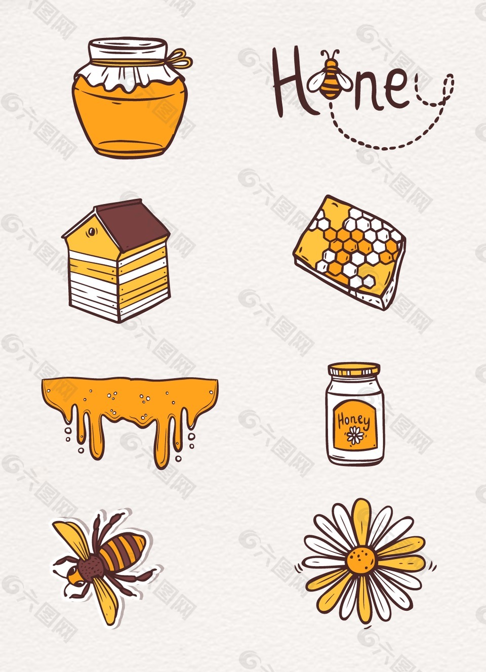 手绘黄色蜂蜜主题装饰