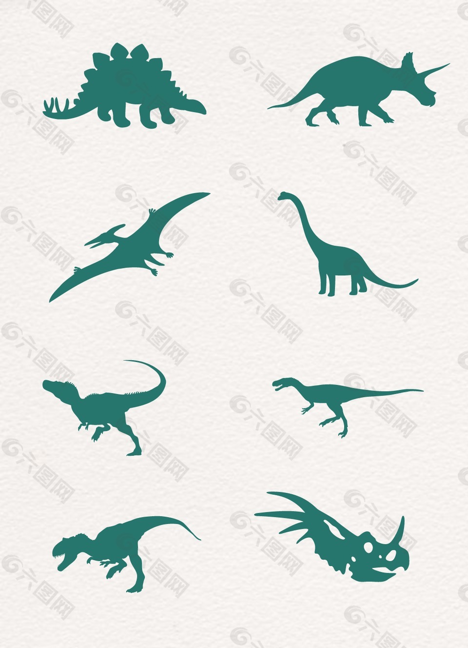 绿色剪影恐龙图案