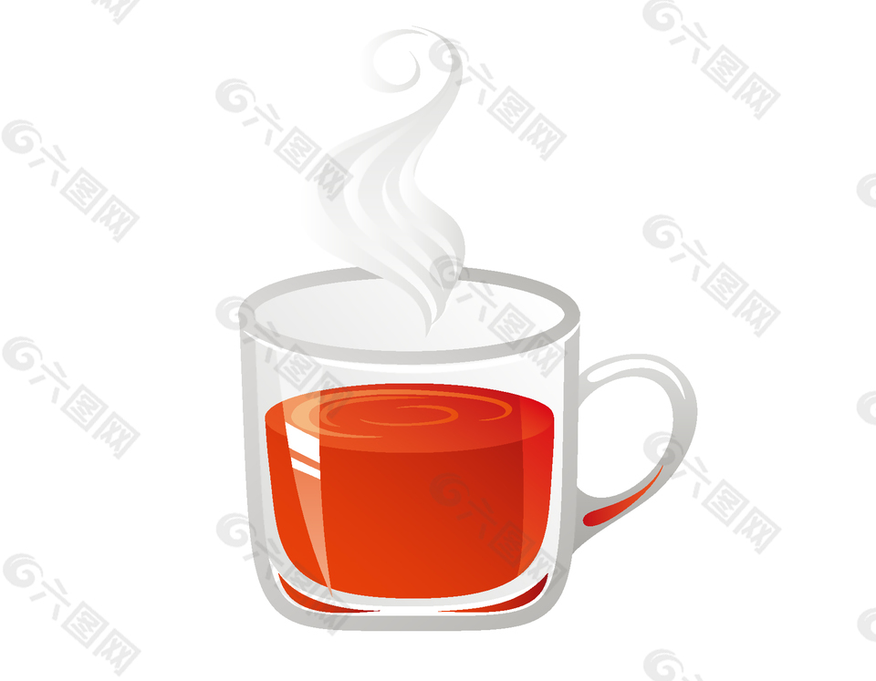 卡通玻璃杯红茶元素