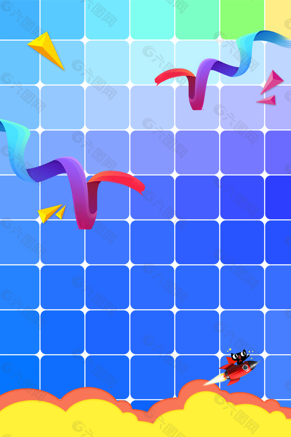 手绘卡通格子促销背景