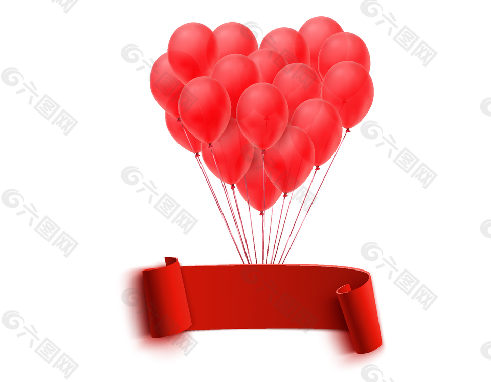 卡通红色爱心气球矢量元素