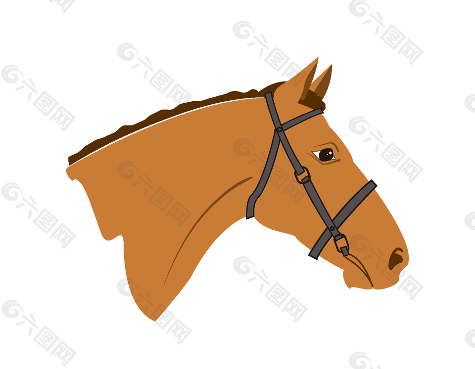 卡通棕色马头像矢量元素